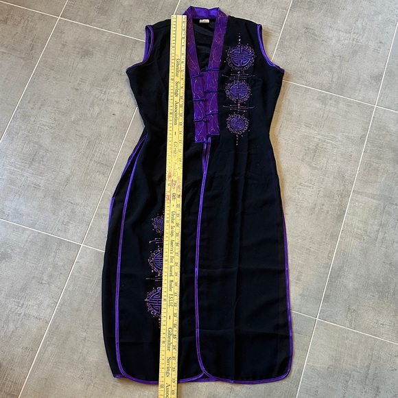 Vintage Black and Purple Sheer vest Asian inspired. - Picture 6 of 7